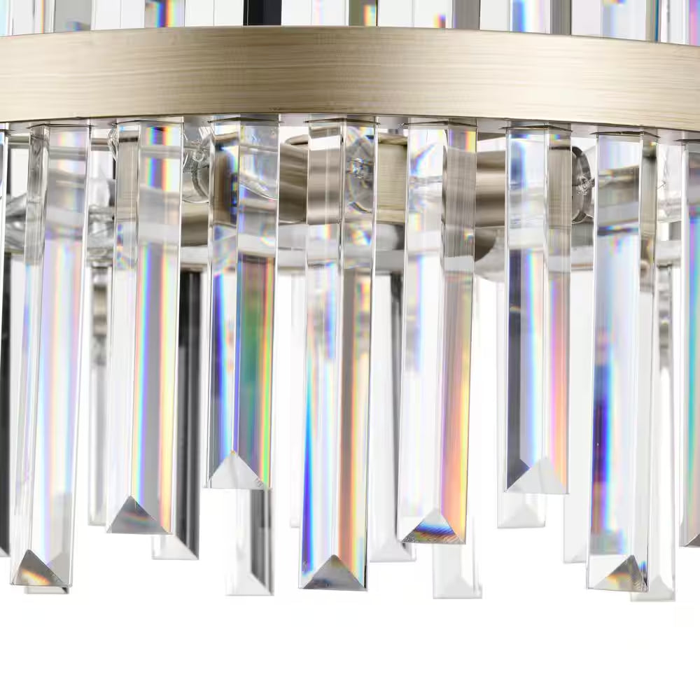 Celina 18.5 In. Brushed Champagne Silver 5-Light Drum Crystal Chandelier