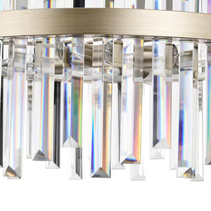 Celina 18.5 In. Brushed Champagne Silver 5-Light Drum Crystal Chandelier