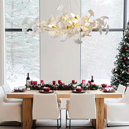 6-Light Gold Chandelier, Luxury Ginkgo Branch Chandelier for Living Room, Dining Room, Foyer, Kitchen Island-L 47 In.