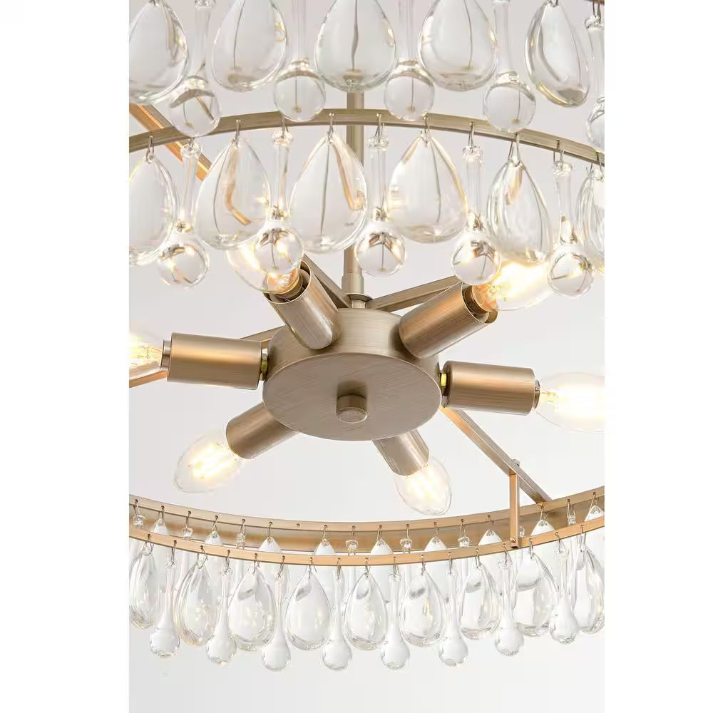 Adela 24 in Dia Brushed Champagne Silver Finish Crystal 6Light Chandelier
