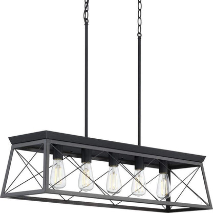 Briarwood Collection 5-Light Ceruse Black Farmhouse Linear Island Chandelier Light