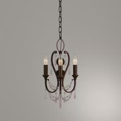 3-Light Vintage Bronze Mini Chandelier