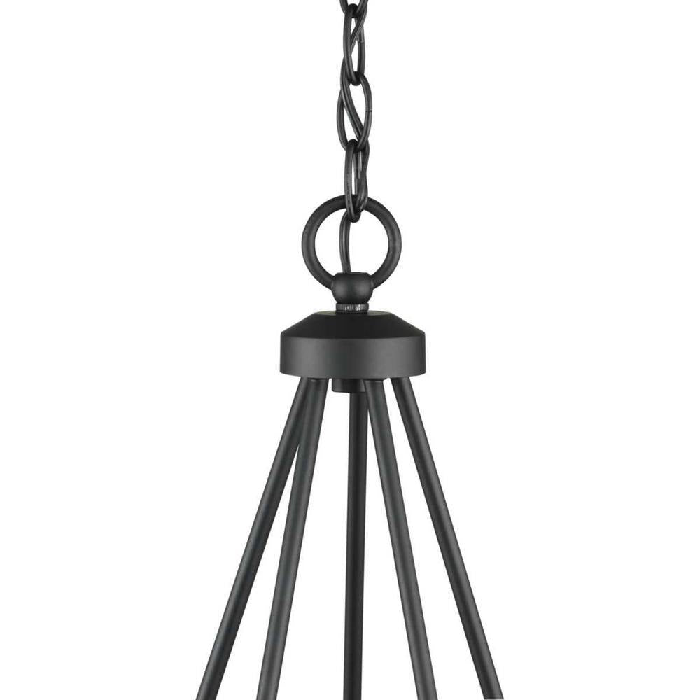 Bainbridge 24 In. 5-Light Black Outdoor Urban Industrial Chandelier with Clear Seeded Glass Shades