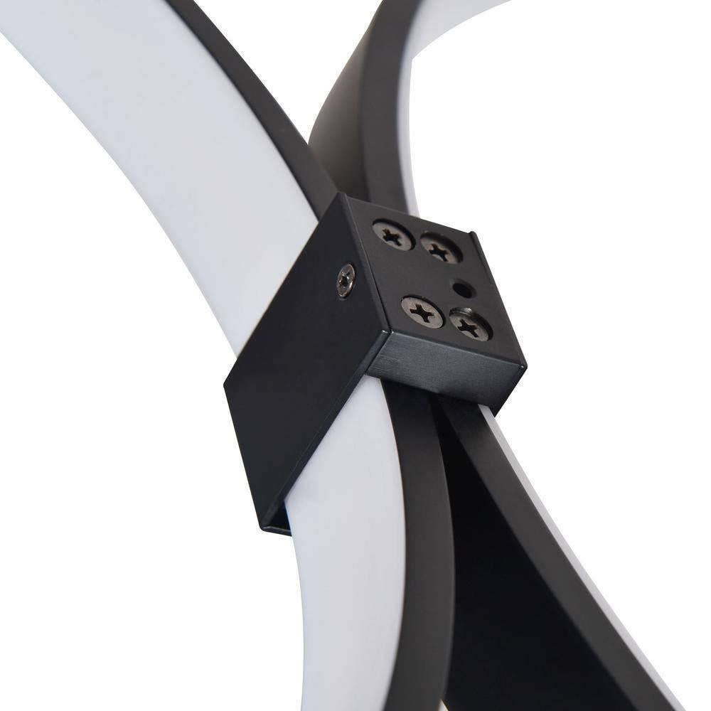 Capella 80-Watt ETL Certified Integrated LED Black Chandelier Height Adjustable 50 In. Pendant Light with 5 LED Circles