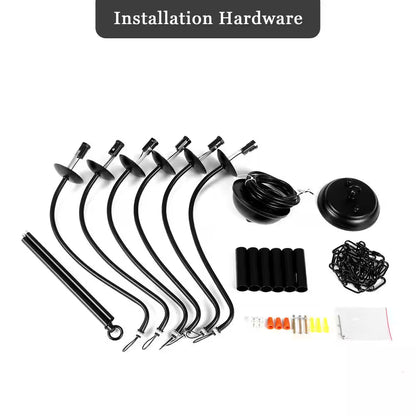 6-Light Black Linear Chandelier for Dining Room, French Country Candlestick Chandelier
