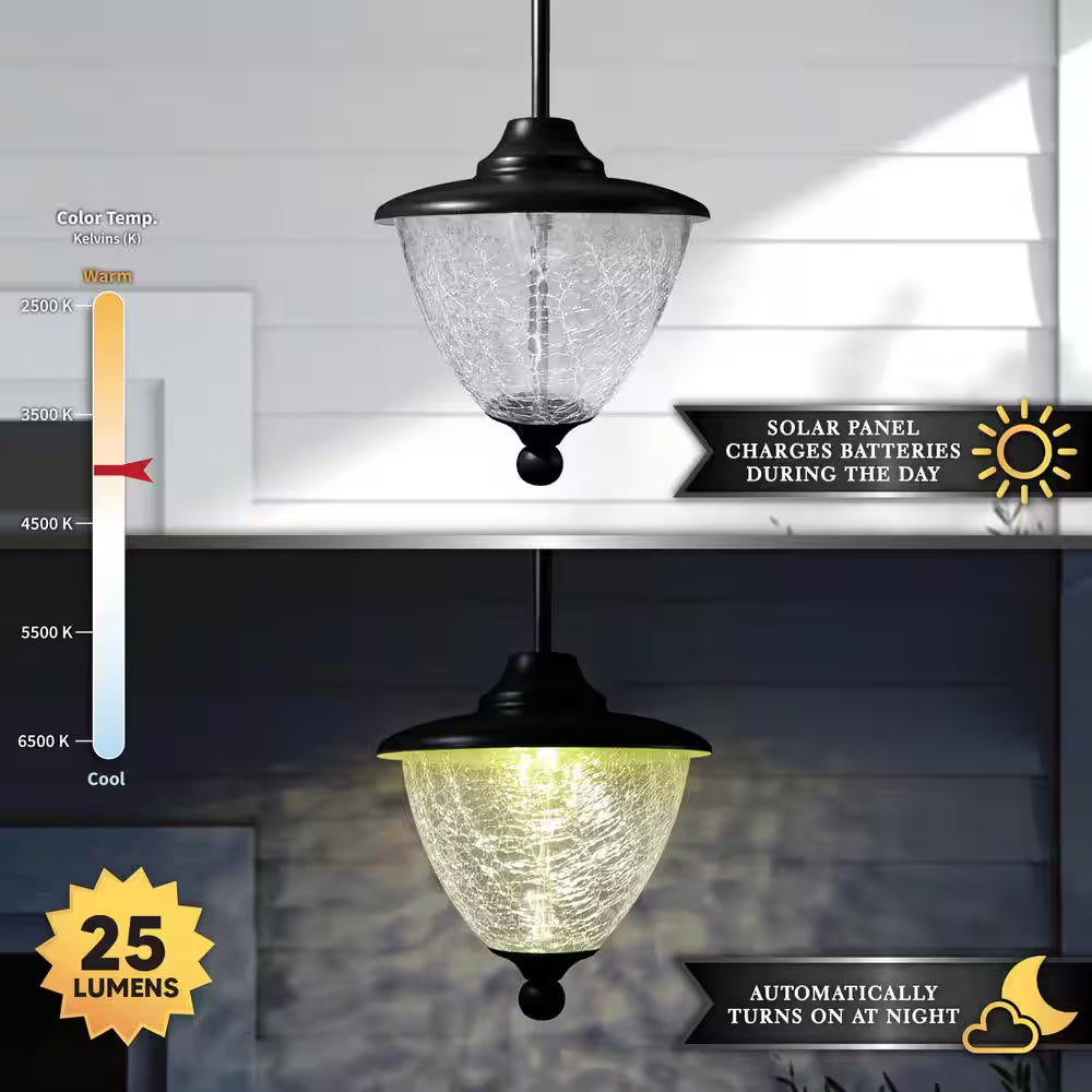 Eclipse 5-LED Outdoor Black Integrated LED Solar Hanging Chandelier
