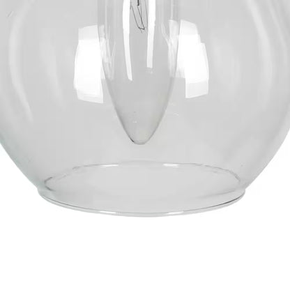 Transitional 3-Light Black and Plated Brass Cluster Chandelier with Clear Globe Glass Shade Foyer Hanging Pendant