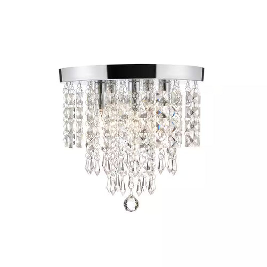11 In. 5-Light Chrome Flush Mount Chandelier with K9 Crystals