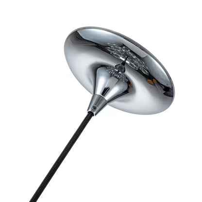 Alma 6-Light 24.8 In.W Silver and Black Cluster Bubble Chandelier with Clear Glass and Leather, LED Bulbs Included