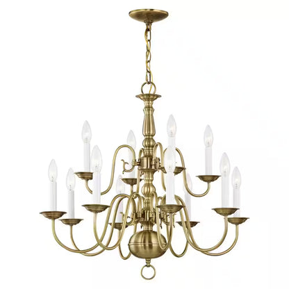 Williamsburgh 12 Light Antique Brass Chandelier