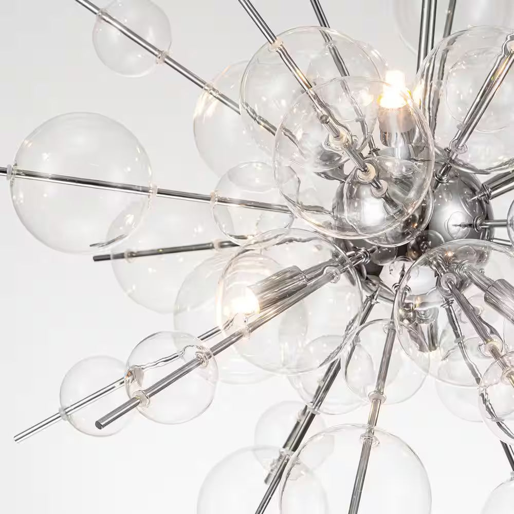 Cecilia 6-Light Glam Modern Sputnik Cluster Clear Glass Globe Bubble Chandelier Starburst Pendant Island Light