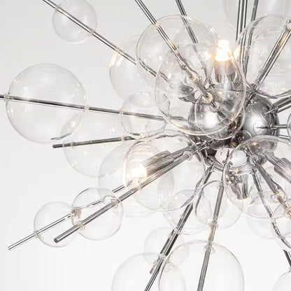 Cecilia 6-Light Glam Modern Sputnik Cluster Clear Glass Globe Bubble Chandelier Starburst Pendant Island Light