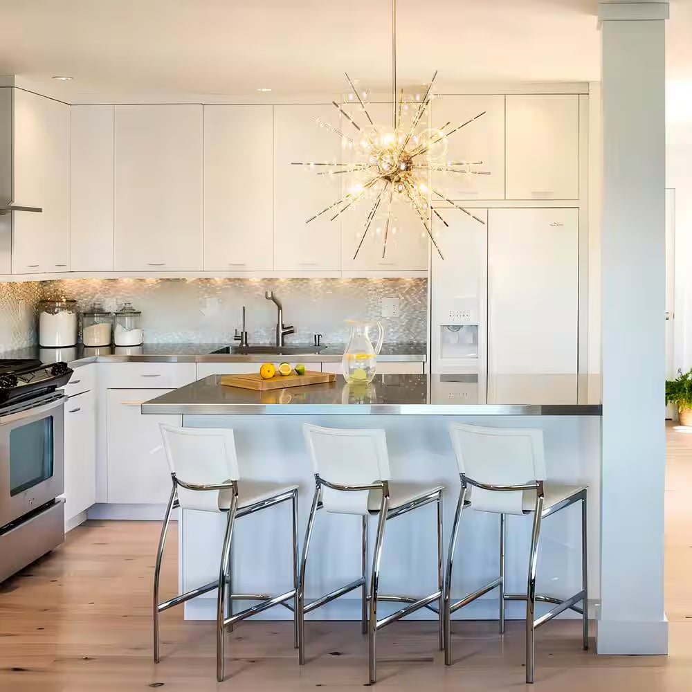 Cecilia 6-Light Glam Modern Sputnik Cluster Clear Glass Globe Bubble Chandelier Starburst Pendant Island Light