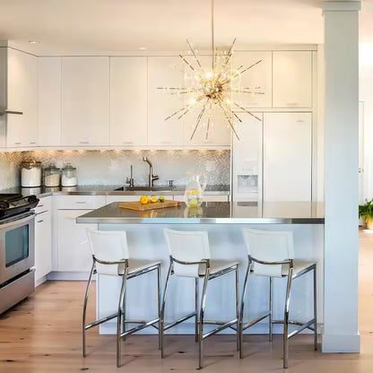 Cecilia 6-Light Glam Modern Sputnik Cluster Clear Glass Globe Bubble Chandelier Starburst Pendant Island Light