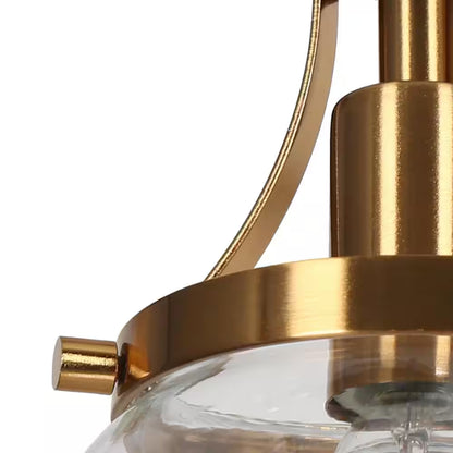 Transitional 3-Light Black and Plated Brass Cluster Chandelier with Clear Globe Glass Shade Foyer Hanging Pendant
