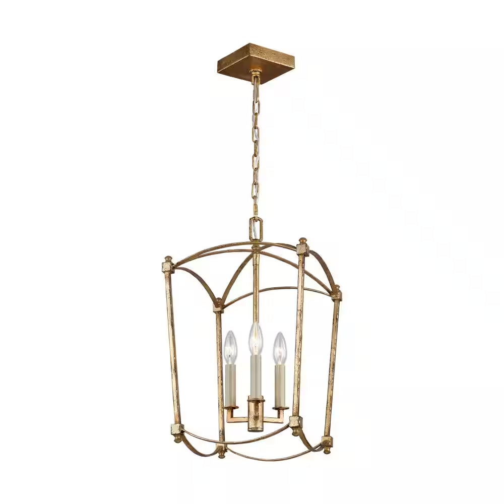 Estoril 3-Light Antique Guild Traditional Transitional Small Hanging Candlestick Chandelier