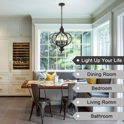 5-Light Black French Country Iron Chandelier for Kitchen Island with No Bulbs Included