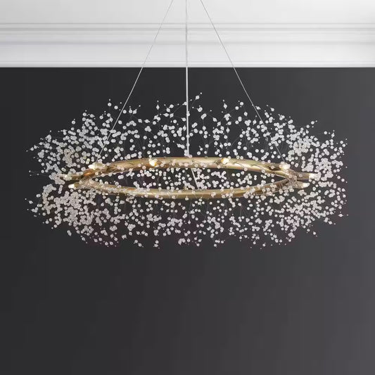 Elsa 12-Light Brushed Silver-Ish Champagne Beads Firework Chandelier