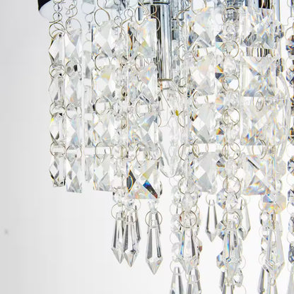 11 In. 5-Light Chrome Flush Mount Chandelier with K9 Crystals