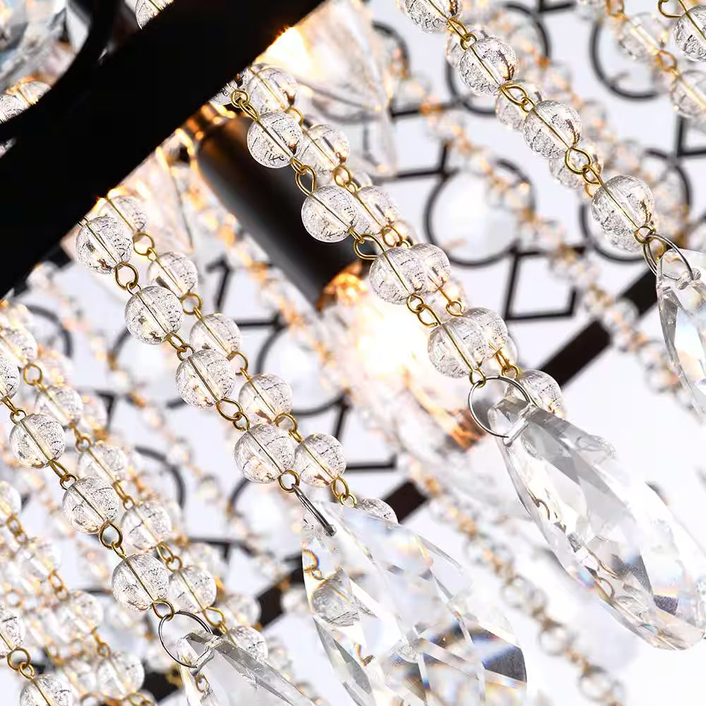 Indianapolis 5-Light Black Lantern Drum Chandelier with Crystal Accents