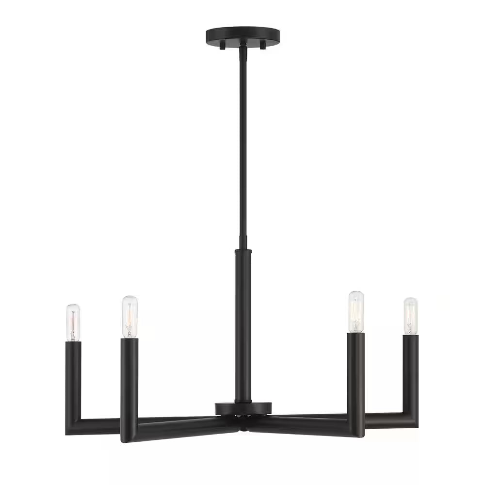 5-Light Matte Black Dimmable Contemporary Chandelier for Dining Room Kitchen Foyer