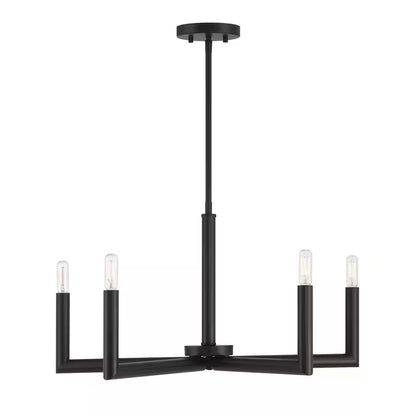5-Light Matte Black Dimmable Contemporary Chandelier for Dining Room Kitchen Foyer