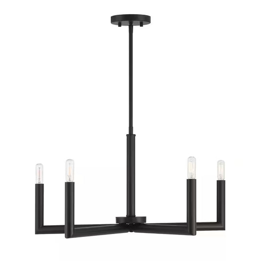 5-Light Matte Black Dimmable Contemporary Chandelier for Dining Room Kitchen Foyer