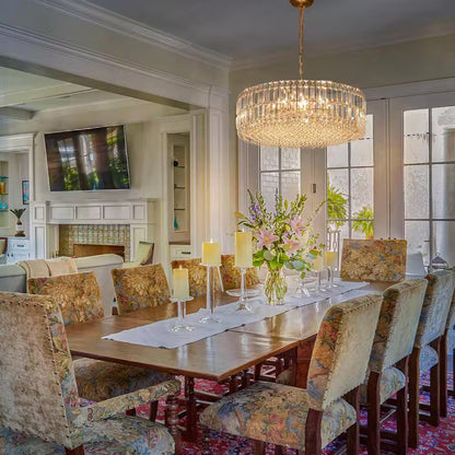 Orillia Modern 8-Light Gold round Glass Crystal Chandelier for Kitchen Island Dinning Table Living Room