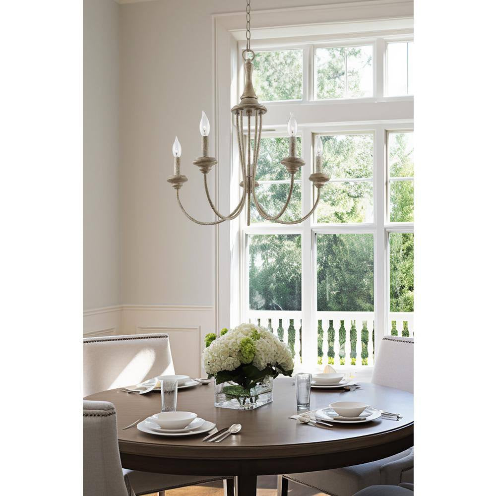 Lotus 60-Watt 5-Light Rustic Metal French Country Chandelier, No Bulb Included