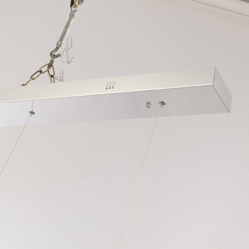 Northglow Nordic 5-Light Silver Integrated LED Luxury Stainless Steel Chandelier Dining Ceiling Light for Kitchen Island