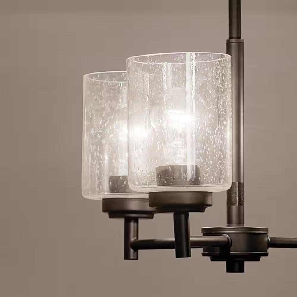 Winslow 18 In. 3-Light Black Contemporary Shaded Cylinder Mini Chandelier for Dining Room
