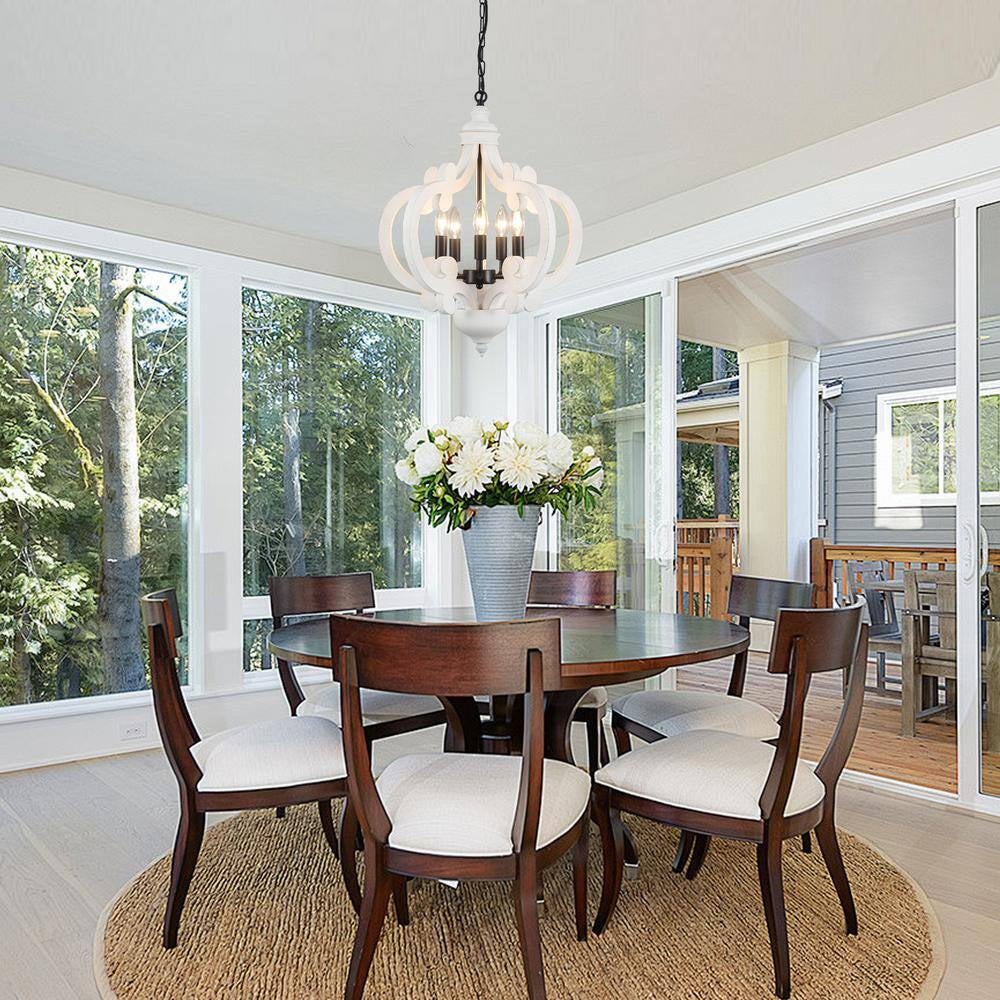 5-Light Black Cottage Chandelier Hanging Ceiling Lamp for Kitchen Island
