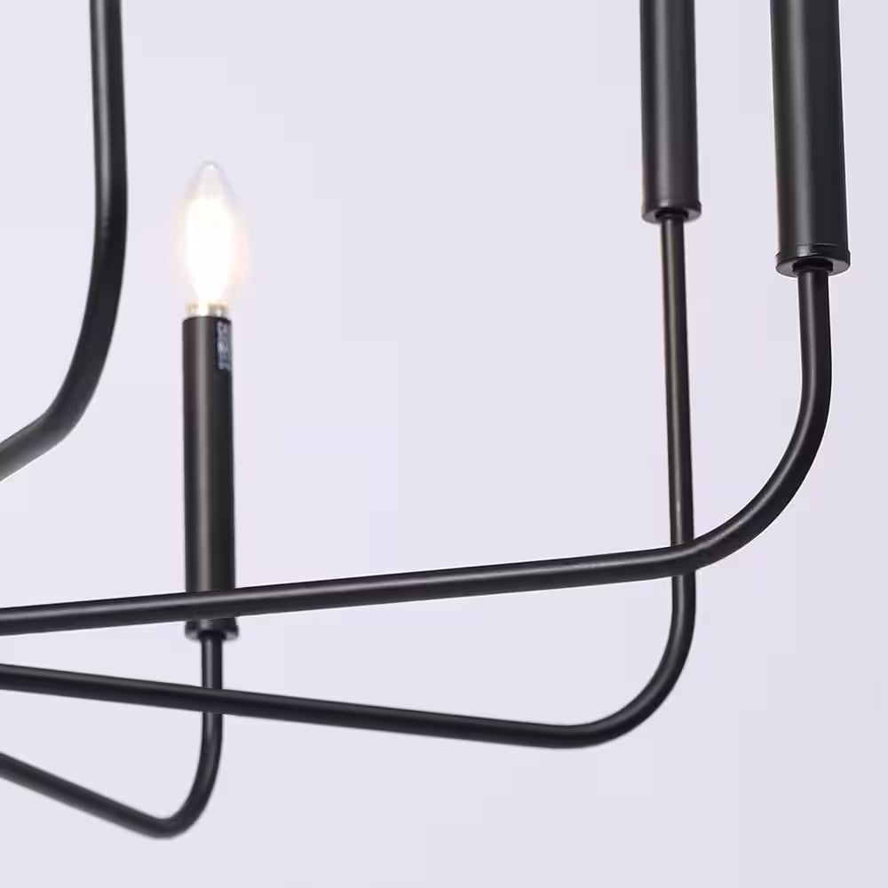 Industrial 31.5 In. 8-Light Black Candlestick Chandelier for Living Room Dining Room Modern Cottage Large Ceiling Light