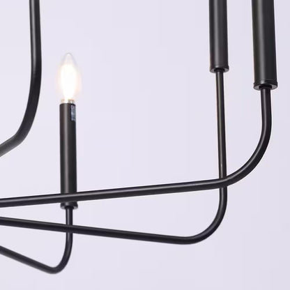 Industrial 31.5 In. 8-Light Black Candlestick Chandelier for Living Room Dining Room Modern Cottage Large Ceiling Light