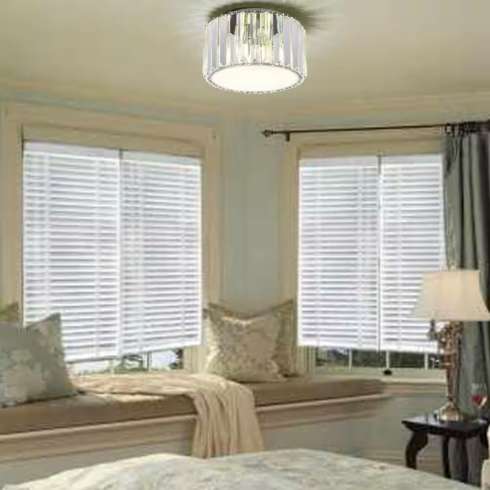 9 In. 4-Light Crystal Semi Flush Mount Chandelier
