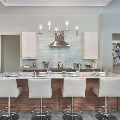 5-Light Nickel Farmhouse Chandeliers for Living Room Foyer Hallway Dining Room