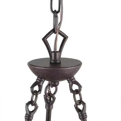 Farmhouse Wagon Wheel Chandelier, 6-Light Distressed Wood Circle Island Light, Rustic Bronze Dining Room Pendant Light