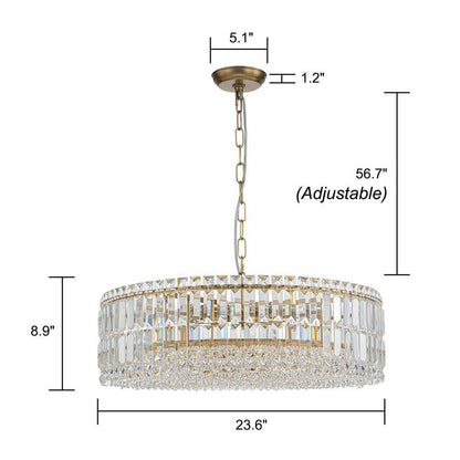 Orillia Modern 8-Light Gold round Glass Crystal Chandelier for Kitchen Island Dinning Table Living Room