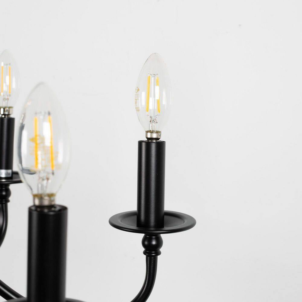 6-Light Black Candle Rustic Industrial Iron Chandeliers for Dining Room Living Room
