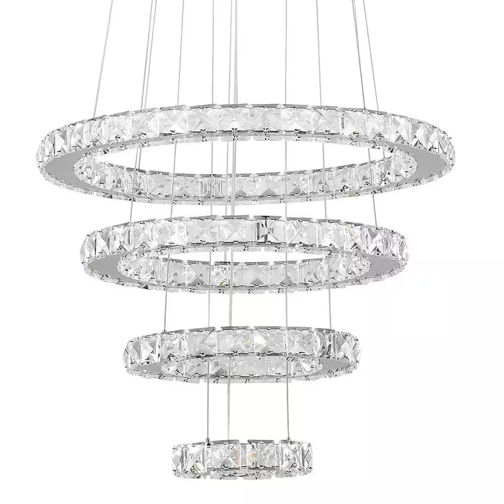 Jefferson 4 - Light Clear/Chrome Unique/Statement Geometric Integrated LED Chandelier Accents