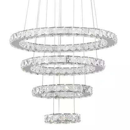 Jefferson 4 - Light Clear/Chrome Unique/Statement Geometric Integrated LED Chandelier Accents