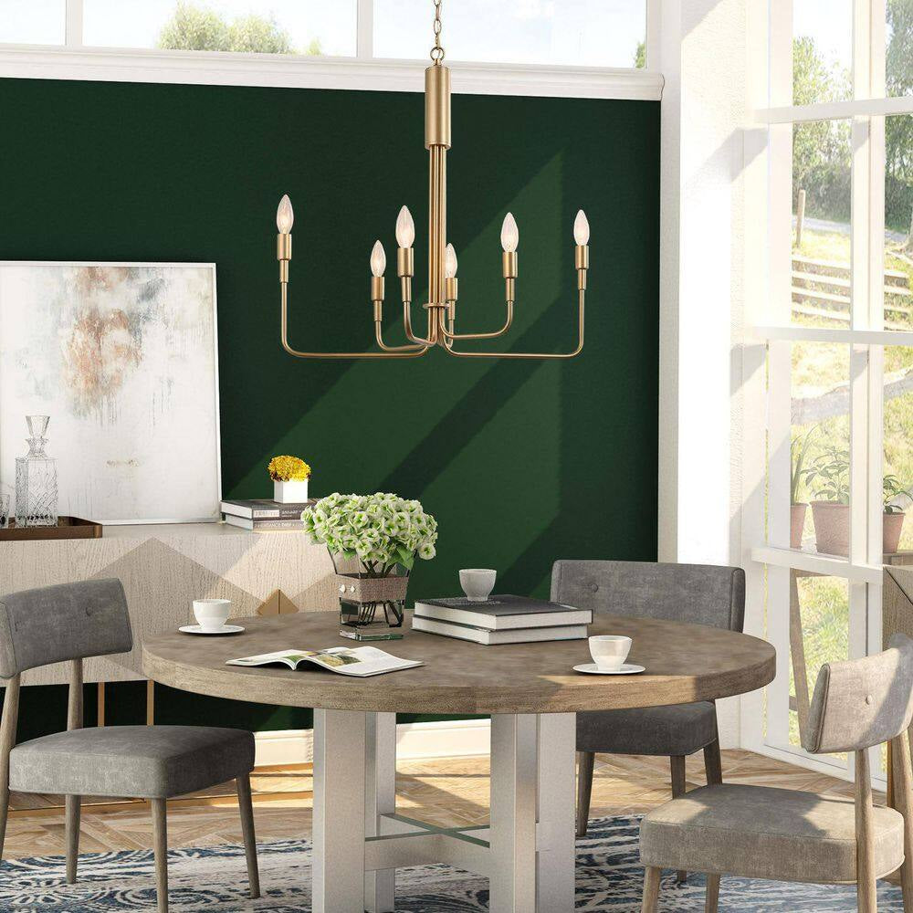 Modern 6-Light Gold Asymmetric Candlestick Chandelier Contemporary Pendant Lighting for Dining Room Kitchen Living Room