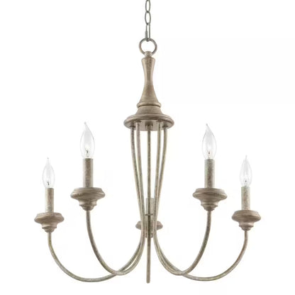 Lotus 60-Watt 5-Light Rustic Metal French Country Chandelier, No Bulb Included