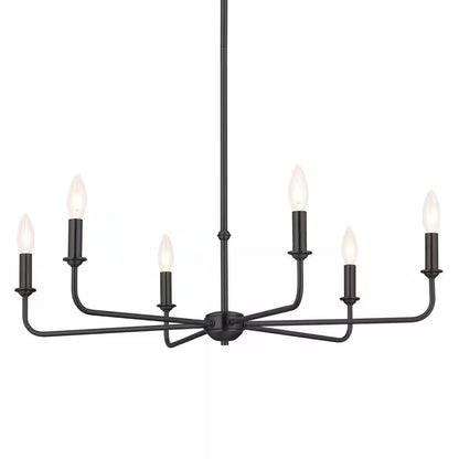 Pallas 32.25 In. 6-Light Black Traditional Shaded Circle Chandelier for Dining Room