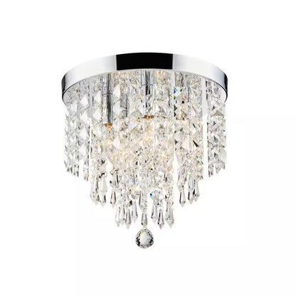 11 In. 5-Light Chrome Flush Mount Chandelier with K9 Crystals