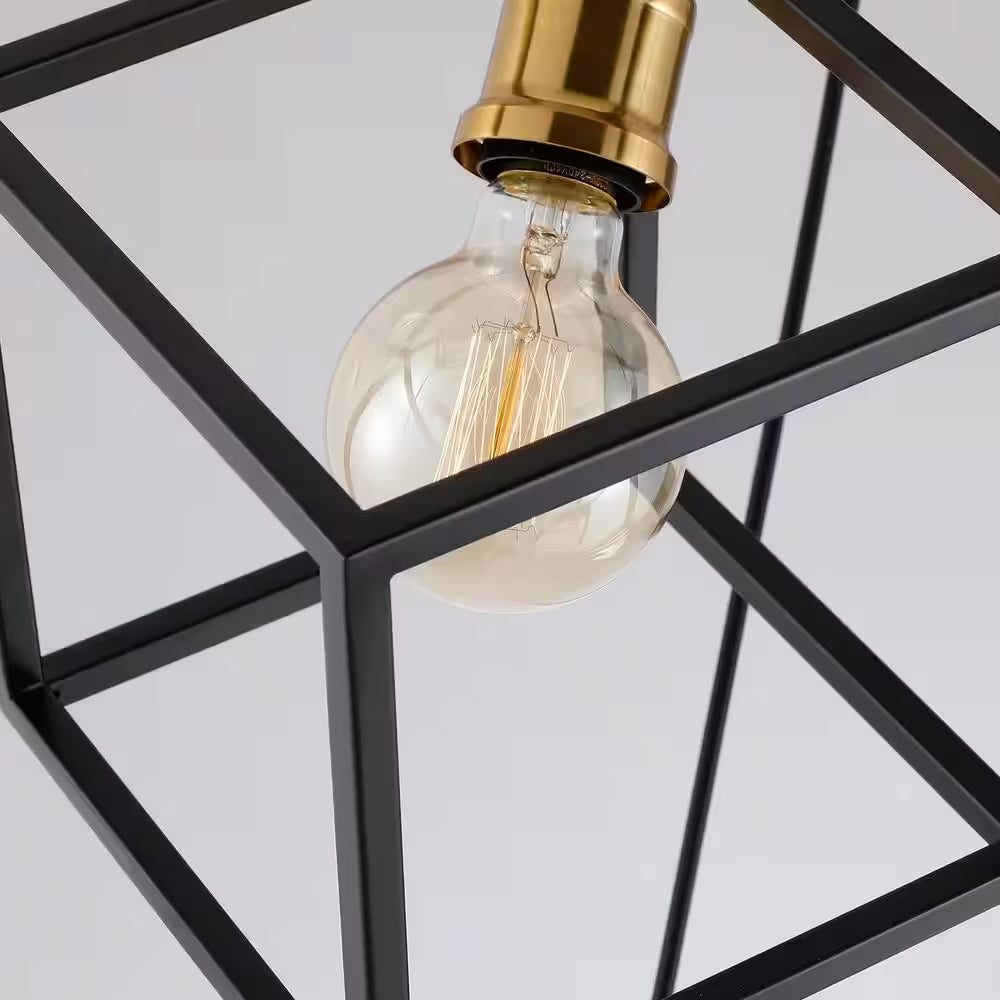 Rekha 7 Light Stairway Chandelier Black Geometric Cluster Pendant, Adjustable Cube Height, Staircase Minimalist Lamp