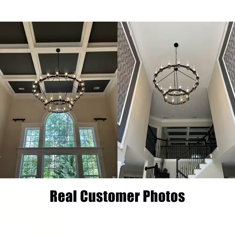 Modern Chandelier 60 In. 30-Light Gold Wagon Wheel Chandelier for Dinning Room, Foyer, Living Room, Staircase
