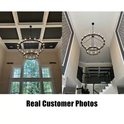 Modern Chandelier 60 In. 30-Light Gold Wagon Wheel Chandelier for Dinning Room, Foyer, Living Room, Staircase