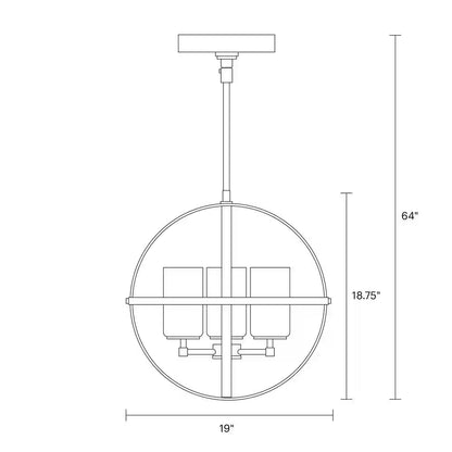 Alturas 3-Light Brushed Nickel Modern Dining Room Hanging Globe Chandelier with Clear Seeded Glass Shades