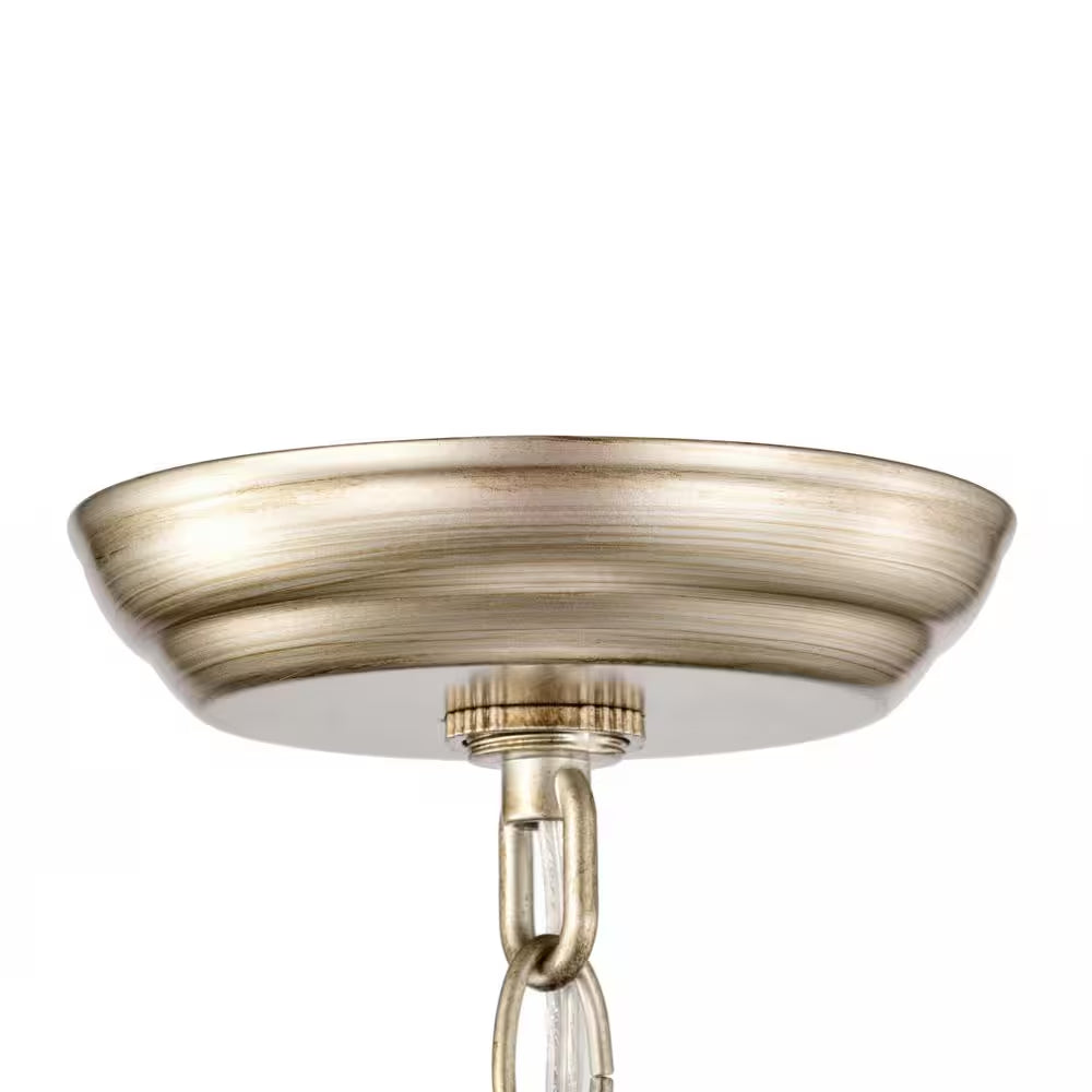 Hebe 19.7 In. Dia 5-Light Brushed Champagne Silver Clear Glass Bars Chandelier